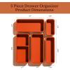 imageSMIRLY 8Piece Bamboo Kitchen Drawer Organizer Set for Large and Small Utensils Multiuse Storage Box  Bathroom Nightstand Jewelry Cutlery Knife Spice Towel Junk Drawer TrayOrange