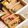 imageSMIRLY 8Piece Bamboo Kitchen Drawer Organizer Set for Large and Small Utensils Multiuse Storage Box  Bathroom Nightstand Jewelry Cutlery Knife Spice Towel Junk Drawer TrayBamboo Natural