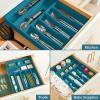 imageSMIRLY Bamboo Kitchen Drawer Organizer For Silverware Tray For Drawer Silverware Organizer Silverware Drawer Organizer Utensil Organizer For Kitchen Drawers Kitchen Drawer OrganizerBlue