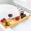 imageSMIRLY Expandable Bamboo Bathtub Tray Bath Tray for Tub Bathtub Accessories Bath Tub Tray Wood Bath Accessories Bath Caddy Bathtub Caddy Tray for Tub Bath Table TrayOrange