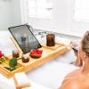 imageSMIRLY Expandable Bamboo Bathtub Tray Bath Tray for Tub Bathtub Accessories Bath Tub Tray Wood Bath Accessories Bath Caddy Bathtub Caddy Tray for Tub Bath Table TrayOrange
