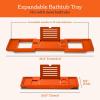 imageSMIRLY Expandable Bamboo Bathtub Tray Bath Tray for Tub Bathtub Accessories Bath Tub Tray Wood Bath Accessories Bath Caddy Bathtub Caddy Tray for Tub Bath Table TrayOrange