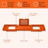 imageSMIRLY Expandable Bamboo Bathtub Tray Bath Tray for Tub Bathtub Accessories Bath Tub Tray Wood Bath Accessories Bath Caddy Bathtub Caddy Tray for Tub Bath Table TrayOrange