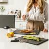 imageSMIRLY Plastic Cutting Board Set With Holder Dishwasher Safe Plastic Cutting Boards Set for Kitchen Cutting Boards for Kitchen  Plastic Chopping Board SetDark Gray