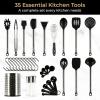 imageSMIRLY Silicone Kitchen Utensils Set with Holder  Silicone Cooking Utensils Set for Nonstick Cookware Kitchen Spatula Set ampamp Kitchen Essentials Home Kitchen Tools ampamp Accessories Set  GreenBlack