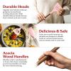 imageSilicone Kitchen Utensils Set ampamp Holder Cooking Utensils Set  Kitchen Essentials for New Home ampamp 1st Apartment Silicone Spatula Set Cooking Spoons for Nonstick Cookware Acacia Wood GreyPink