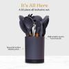 imageSilicone Kitchen Utensils Set ampamp Holder Cooking Utensils Set  Kitchen Essentials for New Home ampamp 1st Apartment Silicone Spatula Set Cooking Spoons for Nonstick Cookware Acacia Wood GreyGray