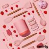 imageSilicone Kitchen Utensils Set ampamp Holder Cooking Utensils Set  Kitchen Essentials for New Home ampamp 1st Apartment Silicone Spatula Set Cooking Spoons for Nonstick Cookware Acacia Wood GreyPink