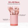 imageSilicone Kitchen Utensils Set ampamp Holder Cooking Utensils Set  Kitchen Essentials for New Home ampamp 1st Apartment Silicone Spatula Set Cooking Spoons for Nonstick Cookware Acacia Wood GreyPink
