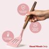 imageSilicone Kitchen Utensils Set ampamp Holder Cooking Utensils Set  Kitchen Essentials for New Home ampamp 1st Apartment Silicone Spatula Set Cooking Spoons for Nonstick Cookware Acacia Wood GreyPink