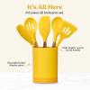imageSilicone Kitchen Utensils Set ampamp Holder Cooking Utensils Set  Kitchen Essentials for New Home ampamp 1st Apartment Silicone Spatula Set Cooking Spoons for Nonstick Cookware Acacia Wood GreyYellow