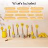 imageSilicone Kitchen Utensils Set ampamp Holder Cooking Utensils Set  Kitchen Essentials for New Home ampamp 1st Apartment Silicone Spatula Set Cooking Spoons for Nonstick Cookware Acacia Wood GreyYellow