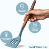 imageSilicone Kitchen Utensils Set ampamp Holder Cooking Utensils Set  Kitchen Essentials for New Home ampamp 1st Apartment Silicone Spatula Set Cooking Spoons for Nonstick Cookware Acacia Wood GreyBlue