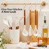 imageSilicone Kitchen Utensils Set ampamp Holder Cooking Utensils Set  Kitchen Essentials for New Home ampamp 1st Apartment Silicone Spatula Set Cooking Spoons for Nonstick Cookware Acacia Wood GreyCream White