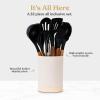imageSilicone Kitchen Utensils Set ampamp Holder Cooking Utensils Set  Kitchen Essentials for New Home ampamp 1st Apartment Silicone Spatula Set Cooking Spoons for Nonstick Cookware Acacia Wood GreyBlack