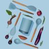 imageSilicone Kitchen Utensils Set ampamp Holder Cooking Utensils Set  Kitchen Essentials for New Home ampamp 1st Apartment Silicone Spatula Set Cooking Spoons for Nonstick Cookware Acacia Wood GreyBlue