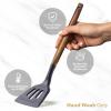 imageSilicone Kitchen Utensils Set ampamp Holder Cooking Utensils Set  Kitchen Essentials for New Home ampamp 1st Apartment Silicone Spatula Set Cooking Spoons for Nonstick Cookware Acacia Wood GreyGray