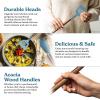 imageSilicone Kitchen Utensils Set ampamp Holder Cooking Utensils Set  Kitchen Essentials for New Home ampamp 1st Apartment Silicone Spatula Set Cooking Spoons for Nonstick Cookware Acacia Wood GreyBlue