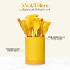 imageSilicone Kitchen Utensils Set ampamp Holder Cooking Utensils Set  Kitchen Essentials for New Home ampamp 1st Apartment Silicone Spatula Set Cooking Spoons for Nonstick Cookware Acacia Wood GreyYellow