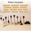 imageSilicone Kitchen Utensils Set ampamp Holder Cooking Utensils Set  Kitchen Essentials for New Home ampamp 1st Apartment Silicone Spatula Set Cooking Spoons for Nonstick Cookware Acacia Wood GreyBlack