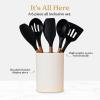 imageSilicone Kitchen Utensils Set ampamp Holder Cooking Utensils Set  Kitchen Essentials for New Home ampamp 1st Apartment Silicone Spatula Set Cooking Spoons for Nonstick Cookware Acacia Wood GreyBlack