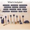 imageSilicone Kitchen Utensils Set ampamp Holder Cooking Utensils Set  Kitchen Essentials for New Home ampamp 1st Apartment Silicone Spatula Set Cooking Spoons for Nonstick Cookware Acacia Wood GreyGray
