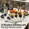 imageSmirly Silicone Cooking Utensils Set with Holder  Kitchen Tools for Nonstick CookwareBlack