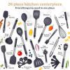 imageSmirly Silicone Cooking Utensils Set with Holder  Kitchen Tools for Nonstick CookwareGray