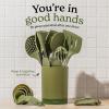 imageSmirly Silicone Cooking Utensils Set with Holder  Kitchen Tools for Nonstick CookwareGreen