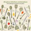 imageSmirly Silicone Cooking Utensils Set with Holder  Kitchen Tools for Nonstick CookwareGreen