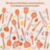 imageSmirly Silicone Cooking Utensils Set with Holder  Kitchen Tools for Nonstick CookwareOrange
