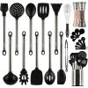 imageSmirly Silicone Cooking Utensils Set with Holder  Kitchen Tools for Nonstick CookwareBlack