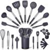 imageSmirly Silicone Cooking Utensils Set with Holder  Kitchen Tools for Nonstick CookwareGray
