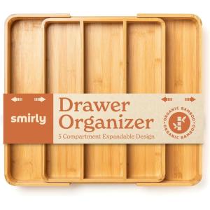 imageSMIRLY Bamboo Kitchen Drawer Organizer For Silverware Tray For Drawer Silverware Organizer Silverware Drawer Organizer Utensil Organizer For Kitchen Drawers Kitchen Drawer OrganizerNatural