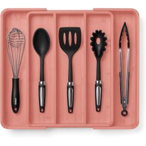imageSMIRLY Bamboo Kitchen Drawer Organizer For Silverware Tray For Drawer Silverware Organizer Silverware Drawer Organizer Utensil Organizer For Kitchen Drawers Kitchen Drawer OrganizerPink