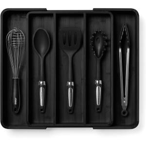 imageSMIRLY Bamboo Kitchen Drawer Organizer For Silverware Tray For Drawer Silverware Organizer Silverware Drawer Organizer Utensil Organizer For Kitchen Drawers Kitchen Drawer OrganizerBlack