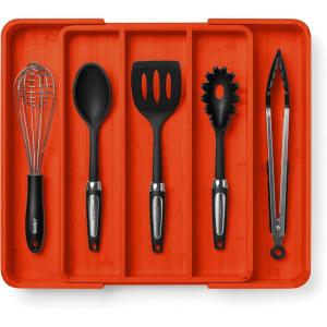 imageSMIRLY Bamboo Kitchen Drawer Organizer For Silverware Tray For Drawer Silverware Organizer Silverware Drawer Organizer Utensil Organizer For Kitchen Drawers Kitchen Drawer OrganizerOrange