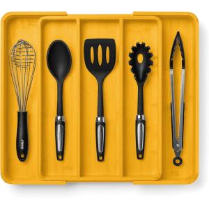 imageSMIRLY Bamboo Kitchen Drawer Organizer For Silverware Tray For Drawer Silverware Organizer Silverware Drawer Organizer Utensil Organizer For Kitchen Drawers Kitchen Drawer OrganizerYellow