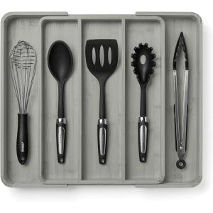 imageSMIRLY Bamboo Kitchen Drawer Organizer For Silverware Tray For Drawer Silverware Organizer Silverware Drawer Organizer Utensil Organizer For Kitchen Drawers Kitchen Drawer OrganizerGrey