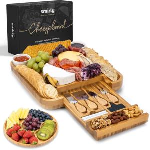 imageSMIRLY Charcuterie Boards Gift Set Charcuterie Board Set Bamboo Cheese Board Set  House Warming Gifts New Home Wedding Gifts for Couple Bridal Shower GiftBamboo