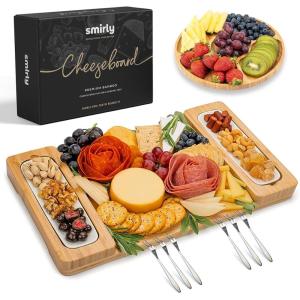 imageSMIRLY Charcuterie Boards Gift Set Charcuterie Board Set Bamboo Cheese Board Set  House Warming Gifts New Home Wedding Gifts for Couple Bridal Shower GiftWhite