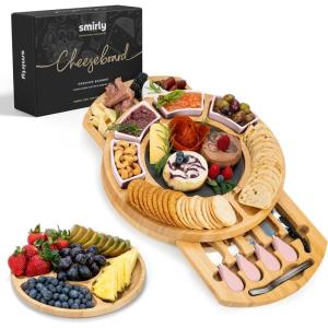 imageSMIRLY Charcuterie Boards Gift Set Charcuterie Board Set Bamboo Cheese Board Set  House Warming Gifts New Home Wedding Gifts for Couple Bridal Shower GiftPink