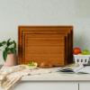 imageSMIRLY Wood Cutting Boards for Kitchen Wooden Chopping Board Set Reversible with Deep Juice Grooves Grip Handles Large Charcuterie Tray for Home Kitchen Natural Birch 3Pcs with HolderBamboo Brown