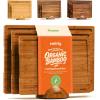 imageSMIRLY Wood Cutting Boards for Kitchen Wooden Chopping Board Set Reversible with Deep Juice Grooves Grip Handles Large Charcuterie Tray for Home Kitchen Natural Birch 3Pcs with HolderBamboo Brown