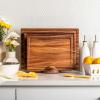 imageSMIRLY Wood Cutting Boards for Kitchen Wooden Chopping Board Set Reversible with Deep Juice Grooves Grip Handles Large Charcuterie Tray for Home Kitchen Natural Birch 3Pcs with HolderWalnut Wood