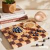 imageSMIRLY Wood Cutting Boards for Kitchen Wooden Chopping Board Set Reversible with Deep Juice Grooves Grip Handles Large Charcuterie Tray for Home Kitchen Natural Birch 3Pcs with HolderRubber Wood