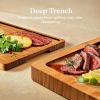imageSMIRLY Wood Cutting Boards for Kitchen Wooden Chopping Board Set Reversible with Deep Juice Grooves Grip Handles Large Charcuterie Tray for Home Kitchen Natural Birch 3Pcs with HolderBamboo Brown