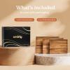imageSMIRLY Wood Cutting Boards for Kitchen Wooden Chopping Board Set Reversible with Deep Juice Grooves Grip Handles Large Charcuterie Tray for Home Kitchen Natural Birch 3Pcs with HolderAcacia Wood
