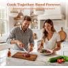imageSMIRLY Wood Cutting Boards for Kitchen Wooden Chopping Board Set Reversible with Deep Juice Grooves Grip Handles Large Charcuterie Tray for Home Kitchen Natural Birch 3Pcs with HolderWalnut Wood