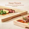 imageSMIRLY Wood Cutting Boards for Kitchen Wooden Chopping Board Set Reversible with Deep Juice Grooves Grip Handles Large Charcuterie Tray for Home Kitchen Natural Birch 3Pcs with HolderBirch Wood